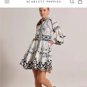 NWT SCARLETT POPPIES Pernilla short dress in black and white
